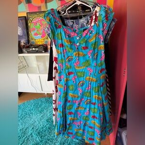 Collectif Blue Kids Dress with Fun Patterns